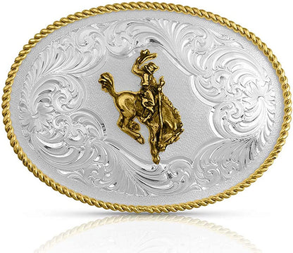 Montana Silversmiths Rope Trimmed Filigree Engraved Classic Western Buckle Apparel & Accessories > Clothing Accessories > Belt Buckles Montana Silversmiths Saddle Bronc Rider  