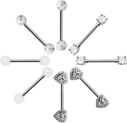 NASAMA Stainless Steel Acrylic Nipple Rings Tongue Ring CZ Barbell Heart-Shape Piercing Body Jewelry Apparel & Accessories > Jewelry > Body Jewelry NASAMA   