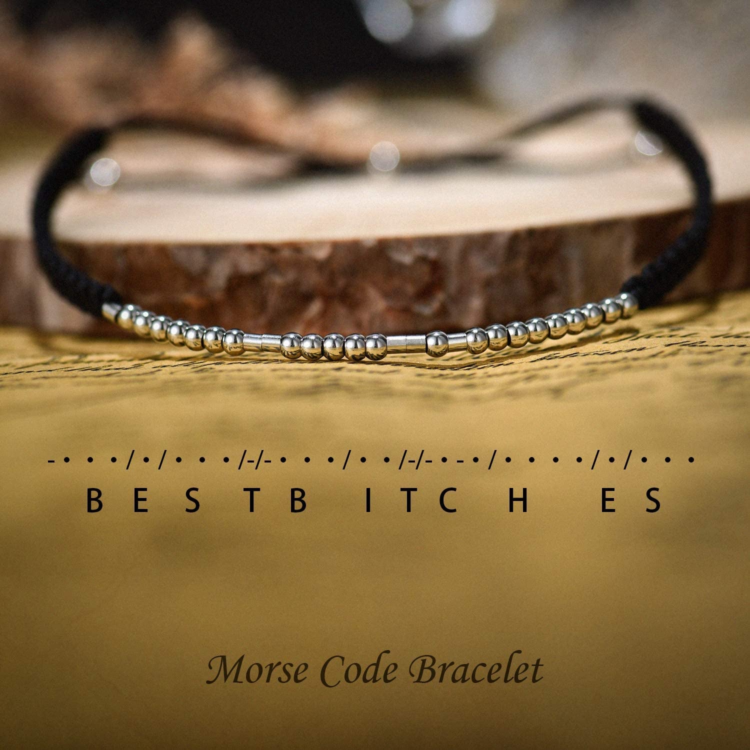 Shonyin Best Bitches Morse Code Bracelet Best Friend Gift for Women Funny Friendship Gift 2/3 PCS Christmas Friendsgiving Valentines Day Gift Apparel & Accessories > Jewelry > Bracelets Shonyin   
