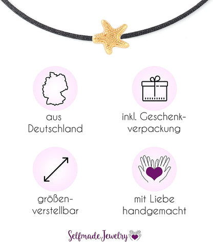 Selfmade Jewelry Anklet with Starfish Silver - Black Foot Chain Beach Jewelry Handmade Ankle Bracelet Adjustable Size Apparel & Accessories > Jewelry > Anklets Selfmade Jewelry   
