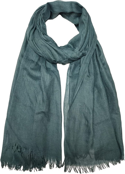 Women Summer Scarfs Lightweight Large Long Gauze Shawl Linen Beach Wrap Plain 75”×43” Apparel & Accessories > Clothing Accessories > Scarves & Shawls Gragengs Dark Green  