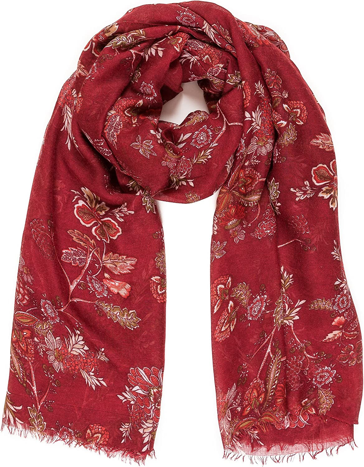 Scarfs for Women Lightweight Floral Flower Fashion Wrap Shawl Fall Winter Apparel & Accessories > Clothing Accessories > Scarves & Shawls MIMOSITO Red Floral  