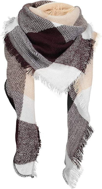 Century Star Women'S Stylish Warm Tassels Soft Plaid Tartan Scarf Winter Large Blanket Wrap Shawl Apparel & Accessories > Clothing Accessories > Scarves & Shawls Century Star Z Triangle Khaki One Size 