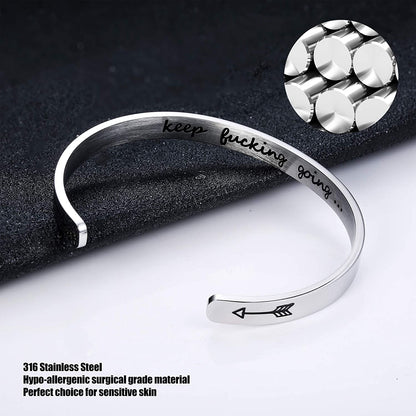 Sllaiss 4 Pcs Inspirational Bracelets Stainless Steel Cuff Bangle Bracelet for Women Men Engraved Motivational Friendship Encouragement Bracelet Graduation Gifts Apparel & Accessories > Jewelry > Bracelets Sllaiss   