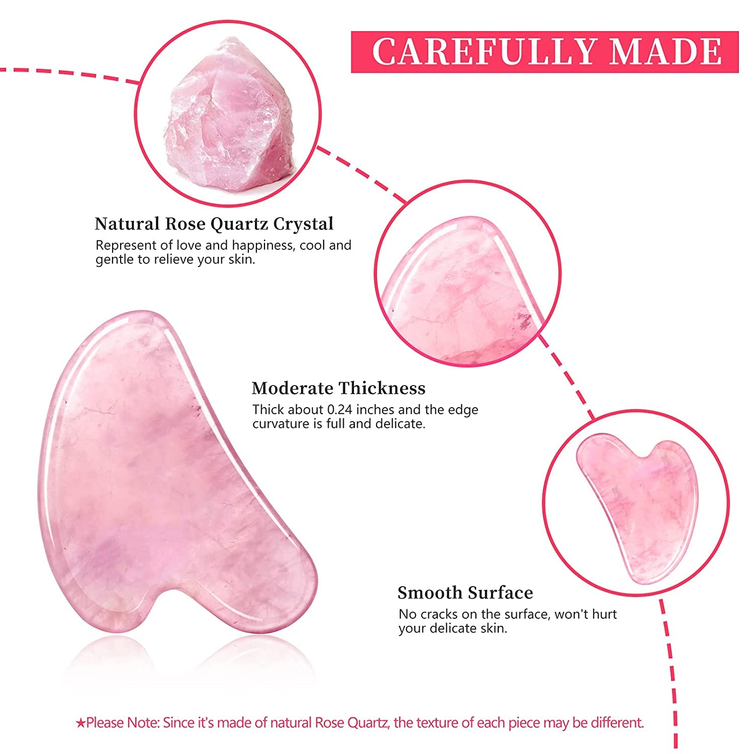 Gua Sha Facial Tools, Kugge Natural Rose Quartz Gua Sha Stone for Anti-Aging, Reduce Puffiness, Guasha Massage Tool for Face & Body SPA Health & Beauty > Personal Care > Cosmetics > Cosmetic Tools > Skin Care Tools Kugge   