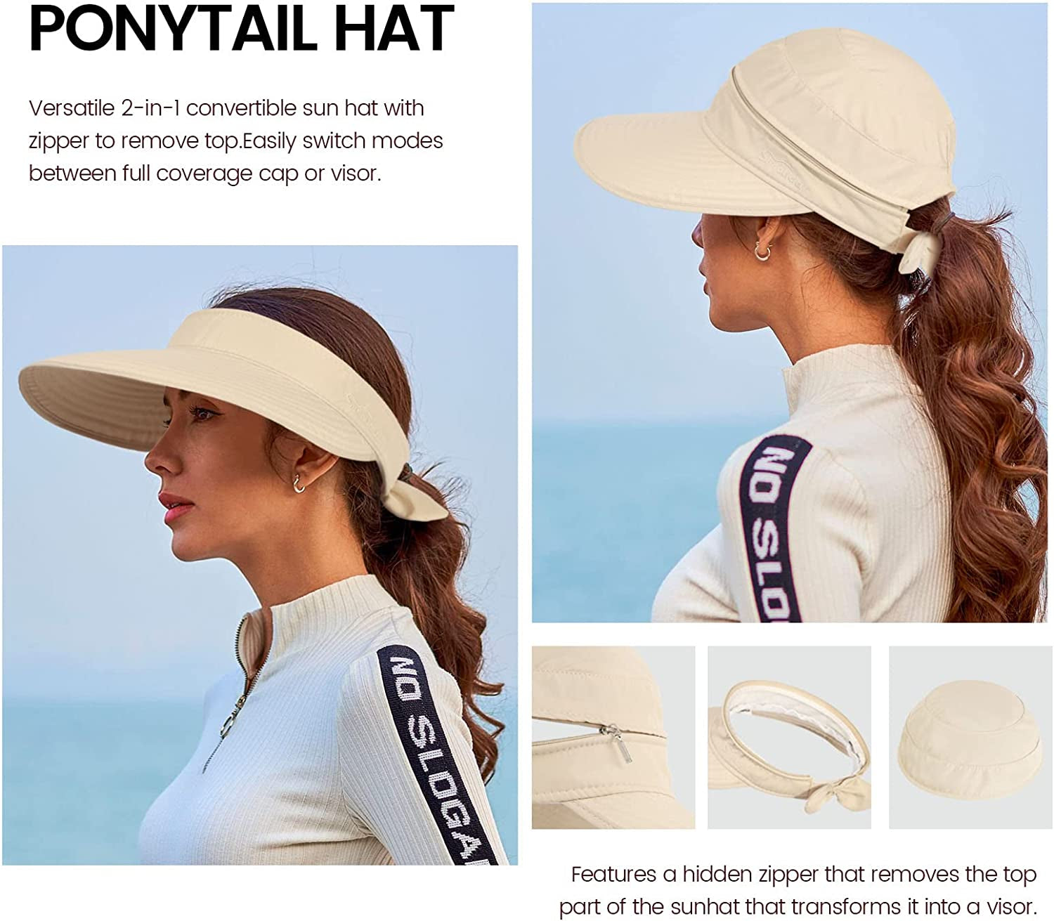 Simplicity Hats for Women UPF 50+ UV Sun Protective Convertible Beach Visor Hat Apparel & Accessories > Clothing Accessories > Hats Simplicity   