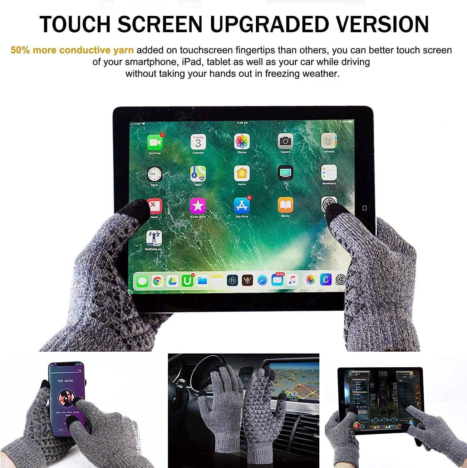 TRENDOUX Winter Gloves for Men Women - Upgraded Touch Screen Anti-Slip Silicone Gel - Elastic Cuff - Thermal Soft Knit Lining Apparel & Accessories > Clothing Accessories > Gloves & Mittens TRENDOUX   