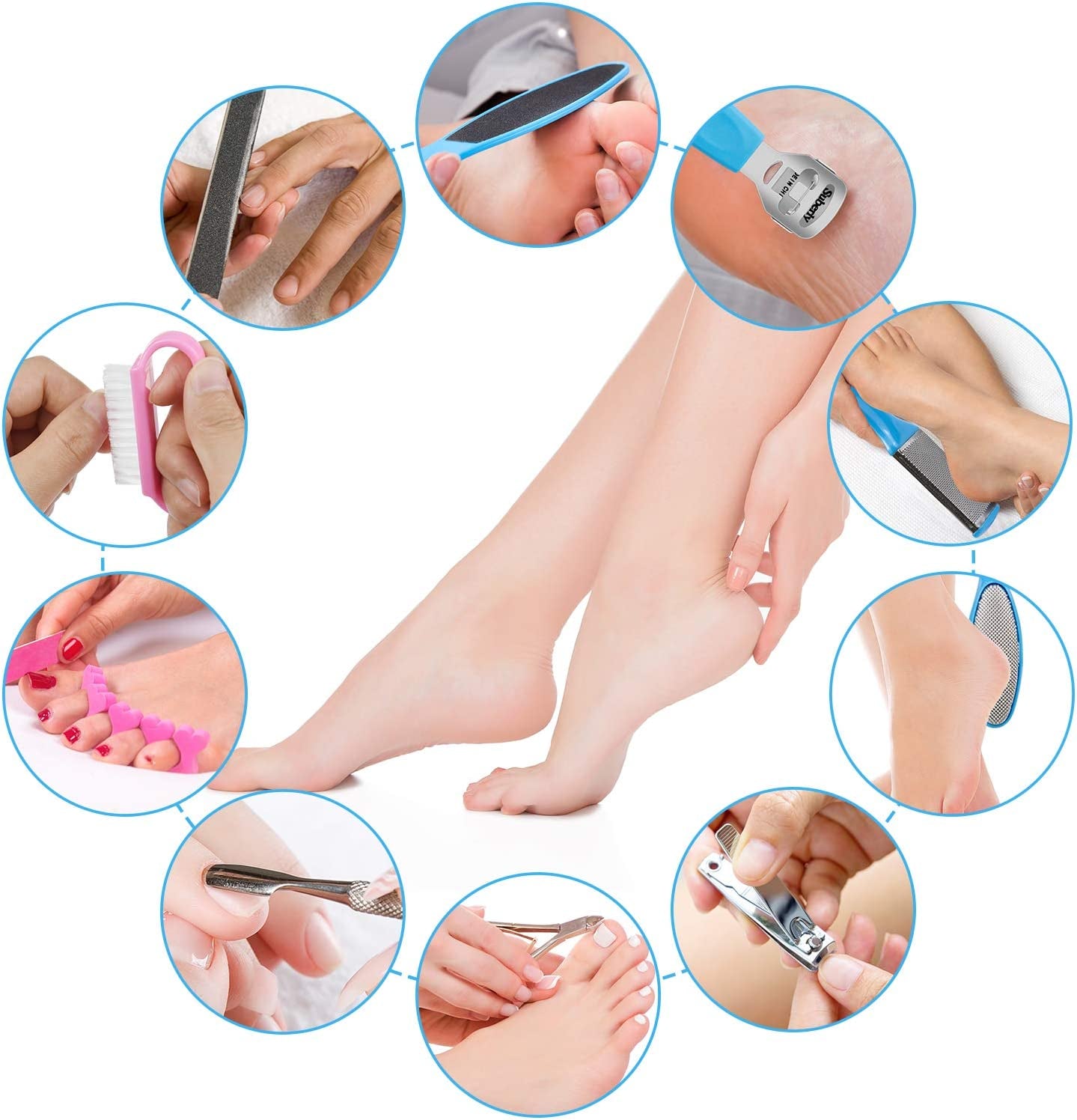 EAONE Professional Pedicure Tools Set, 20 in 1 Foot Files Callus Remover for Feet, Stainless Steel Foot Scrubber Rasp Heel Dead Skin Removal Pedicure Kit for Women and Men Foot Care at Home and Salon Health & Beauty > Personal Care > Foot Care EAONE   