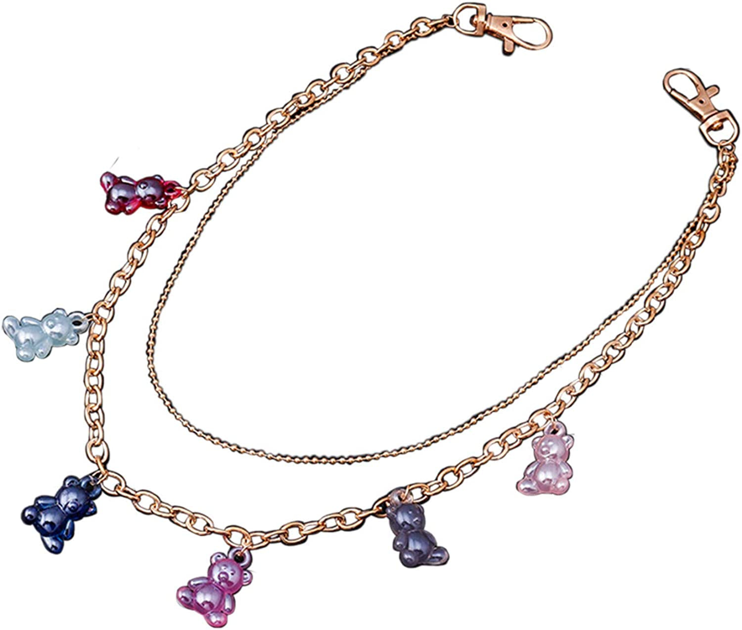 N/Q Punk Gothic Layered Hollow Love Heart Butterfly Star Belly Waist Chain Belt for Women Girls Men Boys Hip Hop Rock Multilayer Unisex Resin Cartoon Colorful Bear Animal Insect Body Jewelry Apparel & Accessories > Jewelry > Body Jewelry N/Q B gold bear  