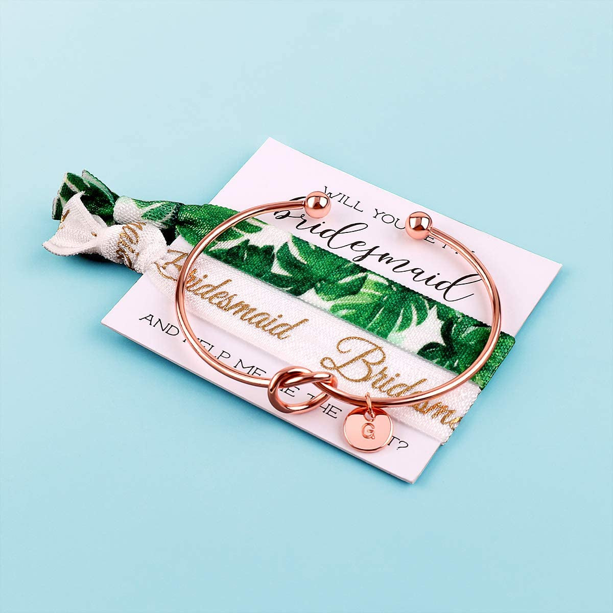 MOOKOO Personalised Bridesmaid Bracelet Gift Will You Be My Bridesmaid Proposal Gift Adjustment Bachelorette Bangle Apparel & Accessories > Jewelry > Bracelets MOOKOO   