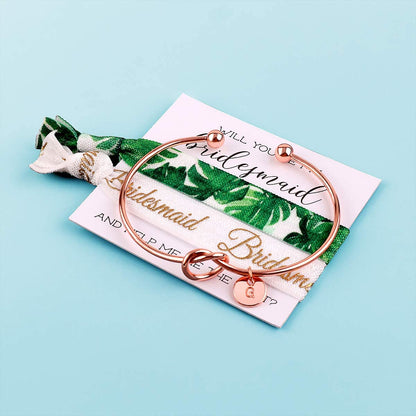 MOOKOO Personalised Bridesmaid Bracelet Gift Will You Be My Bridesmaid Proposal Gift Adjustment Bachelorette Bangle Apparel & Accessories > Jewelry > Bracelets MOOKOO   