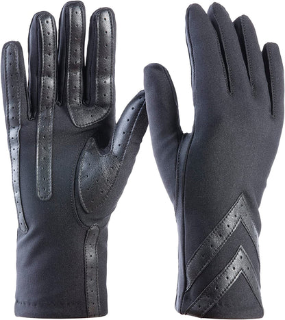 Isotoner Womens Spandex Touchscreen Cold Weather Gloves with Warm Fleece Lining and Chevron Details Apparel & Accessories > Clothing Accessories > Gloves & Mittens isotoner Solid Black - Smartdri Small-Medium 