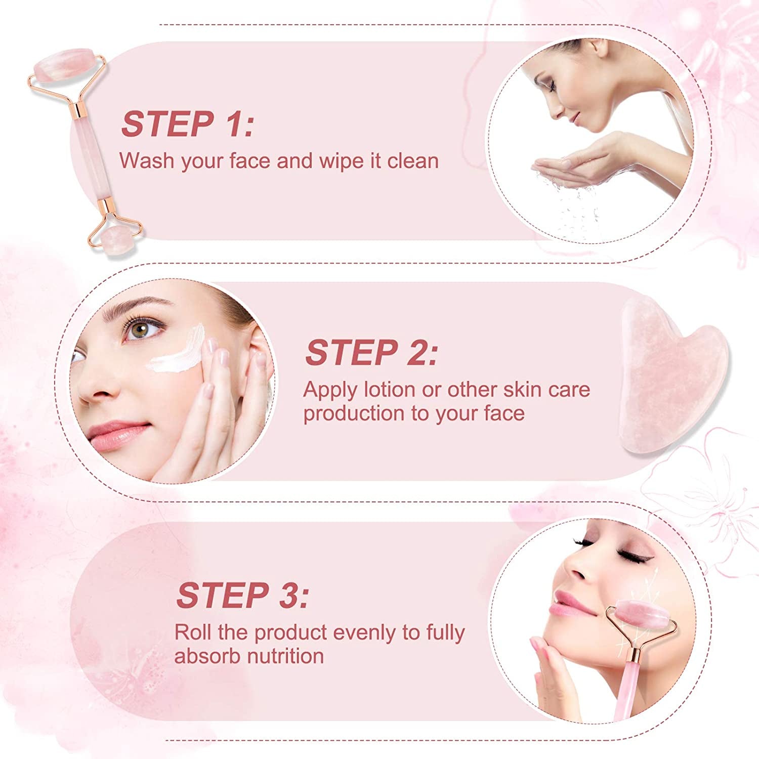 Jade Roller for Face, Gua Sha Facial Tools & Rose Quartz Face Roller Skin Care Product for Face Lift and Puffiness, Anti-Aging Facial Roller for Eyes Body Neck Slimming & Firming Health & Beauty > Personal Care > Cosmetics > Cosmetic Tools > Skin Care Tools MAANGE   