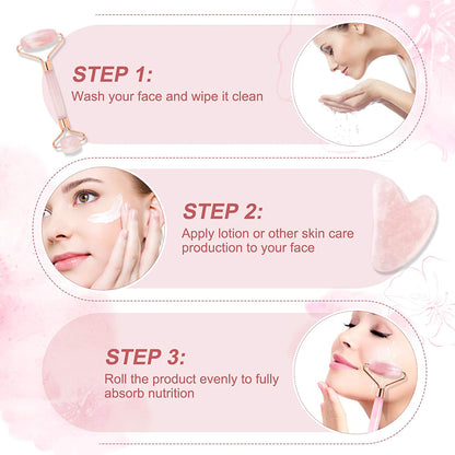 Jade Roller for Face, Gua Sha Facial Tools & Rose Quartz Face Roller Skin Care Product for Face Lift and Puffiness, Anti-Aging Facial Roller for Eyes Body Neck Slimming & Firming Health & Beauty > Personal Care > Cosmetics > Cosmetic Tools > Skin Care Tools MAANGE   