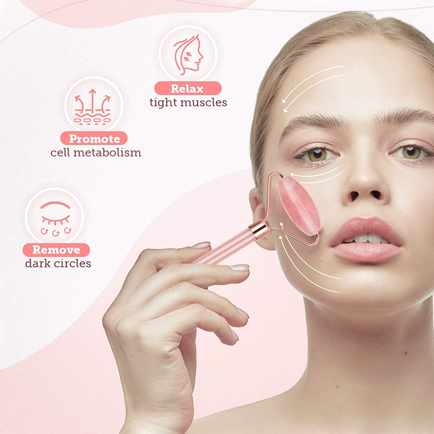 Rose Quartz Facial Roller Jade Roller Face Roller Massager for Face Eyes Cheeks Forehead Neck Skin Care Tool Reduce Wrinkles Puffiness Crow'S Feet Nasolabial Folds Health & Beauty > Personal Care > Cosmetics > Cosmetic Tools > Skin Care Tools Lekeemy   