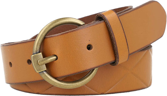 Frye Women'S 32Mm Leather Belt Apparel & Accessories > Clothing Accessories > Belts Frye Tan Emboss Medium 