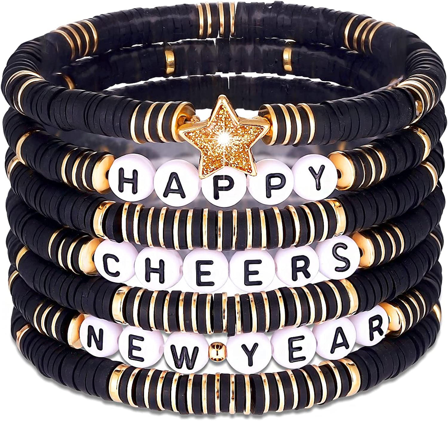 Surfer Heishi Bracelets for Women Stackable Rainbow Vinyl Disc Clay Beaded Stretch Bracelets Elastic Layering Friendship Bracelets Boho Summer Beach Jewelry Apparel & Accessories > Jewelry > Bracelets XOCARTIGE New Year 1  