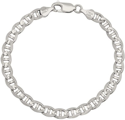 Savlano 925 Sterling Silver Solid Italian Figaro, Rope,Herringbone, Curb, Ball Bead, Snake, Mariner Chain Anklet for Women & Girls, Comes in 0.8Mm - 5Mm Gift Box Apparel & Accessories > Jewelry > Anklets Savlano Mariner 5.5mm 10.0 Inches 