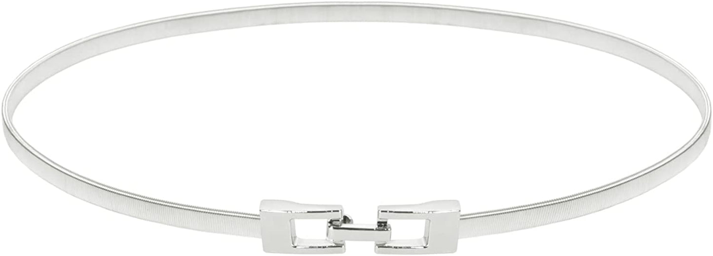 GRACE KARIN Women Skinny Metal Cinch Belt Gold Waistband Elastic Waist Belt CL633 Apparel & Accessories > Clothing Accessories > Belts GRACE KARIN Silver-square32 Large 