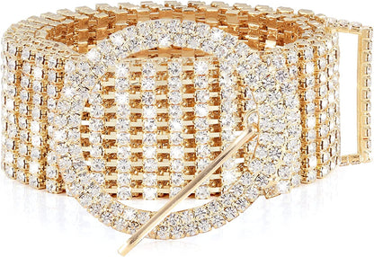 Women Rhinestone Belt Shiny Diamond Crystal Ladies Waist Belt for Jeans Dresses Silver Gold by WHIPPY Apparel & Accessories > Clothing Accessories > Belts WHIPPY 3-gold M: Fit Waist Size 35-42 Inches 