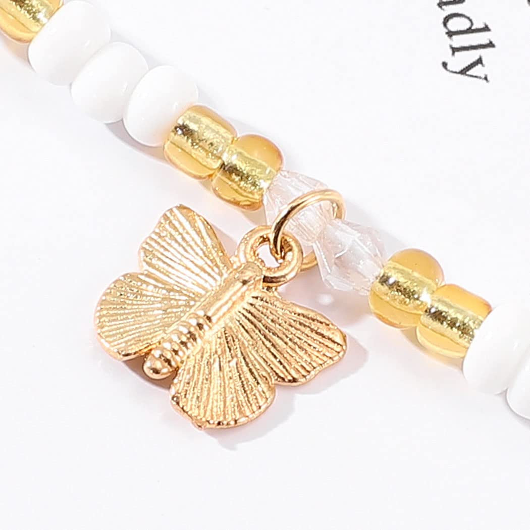 Cosydays Butterfly Waist Bead Belly Chain Gold Seashell Body Beads African Jewelry Elastic Beaded Bikini Chain for Women and Girls Apparel & Accessories > Jewelry > Body Jewelry COSYDAYS   
