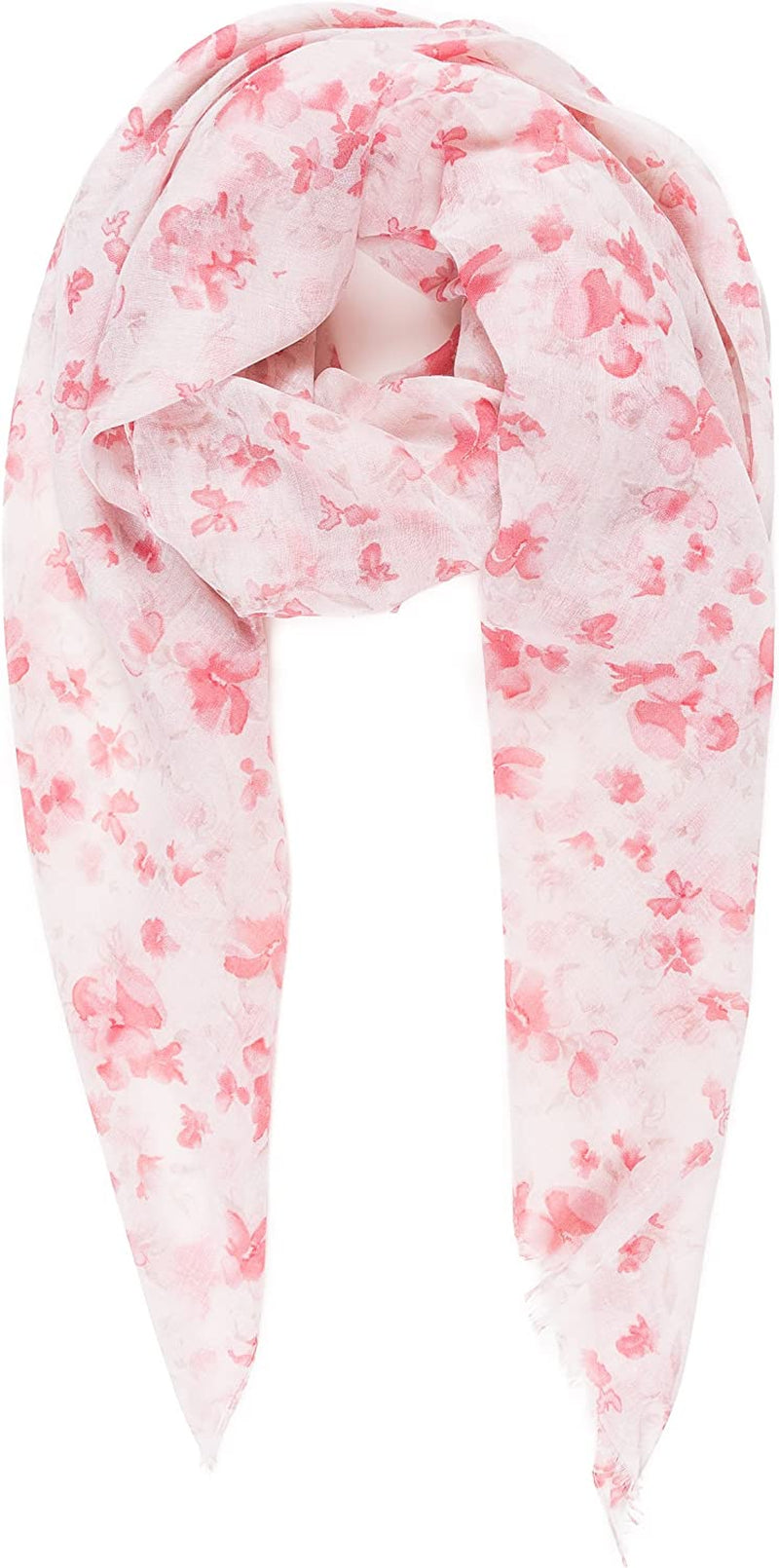 Scarf for Women Lightweight Floral Flower Scarves for Spring Spring Fall Winter Shawl Wrap Apparel & Accessories > Clothing Accessories > Scarves & Shawls MELIFLUOS DESIGNED IN SPAIN Barcelona Collections 17 - White With Pink Floral  