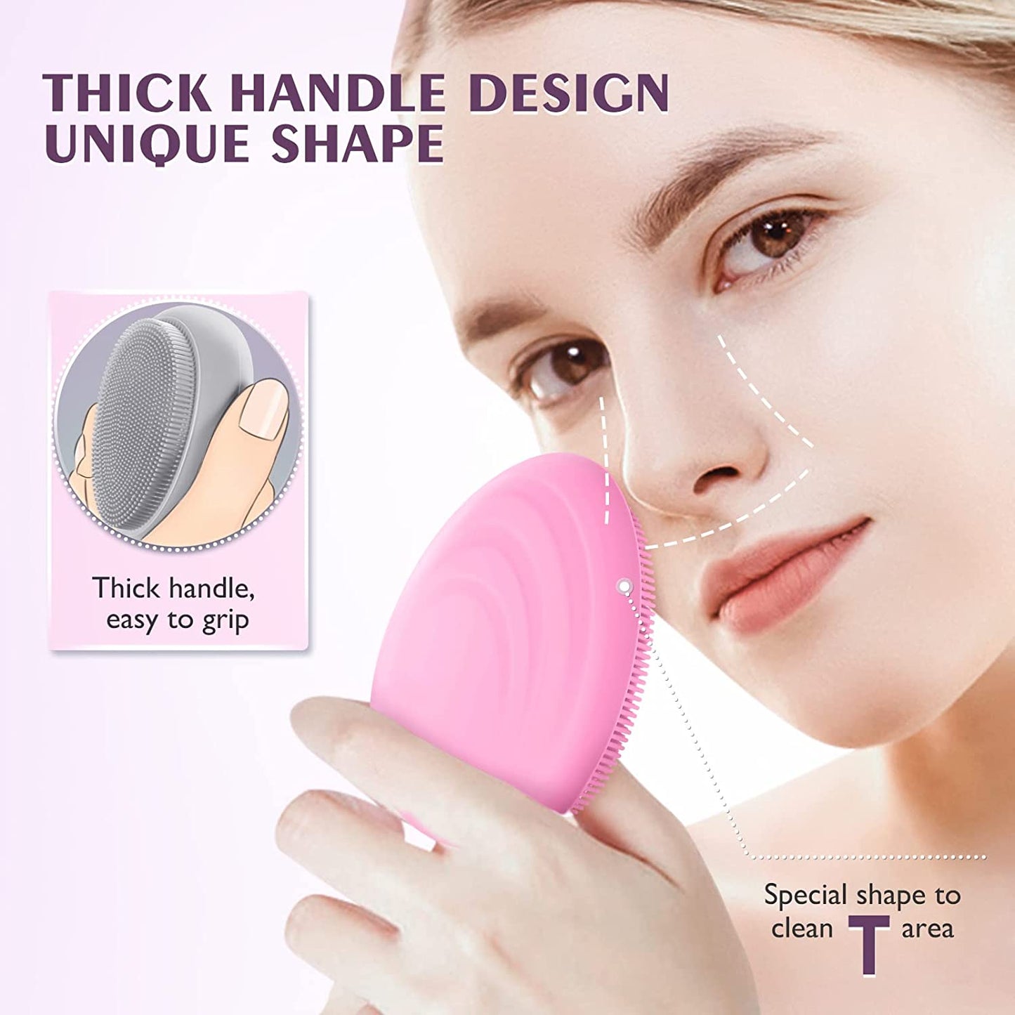 Face Scrubber Silicone Exfoliator Brush: Manual Handheld Mini Facial Cleansing Exfoliating and Massaging for Sensitive Skin - Soft Blackhead Wash Scrubber Pore Cleaning Tool Health & Beauty > Personal Care > Cosmetics > Cosmetic Tools > Skin Care Tools icolorfuled   