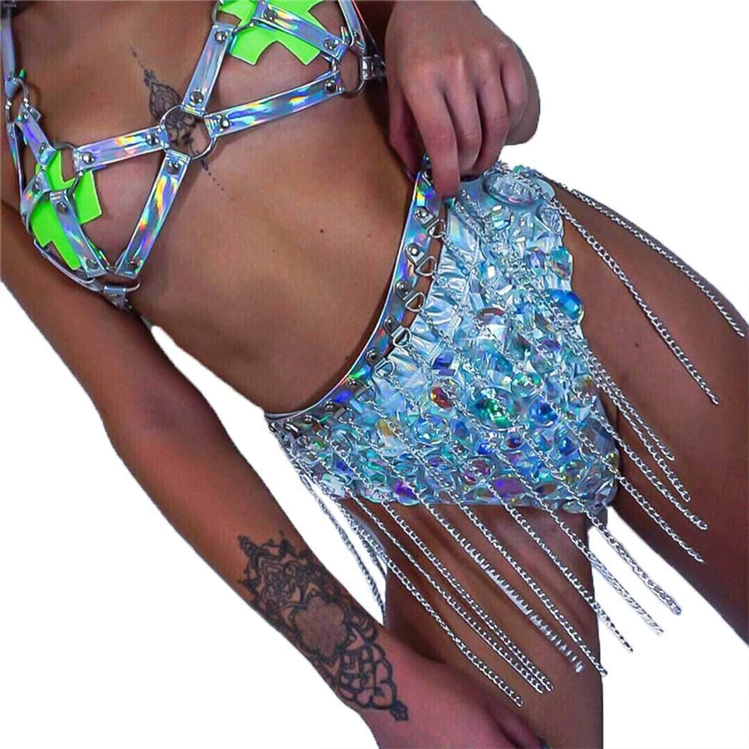 Fstrend Punk Tassel Body Chains Belly Dance Skirts Bikini Summer Beach Hip Waist Chain Nightclub Jewelry Accessories for Women and Girls (Black) Apparel & Accessories > Jewelry > Body Jewelry Fstrend Colorful  