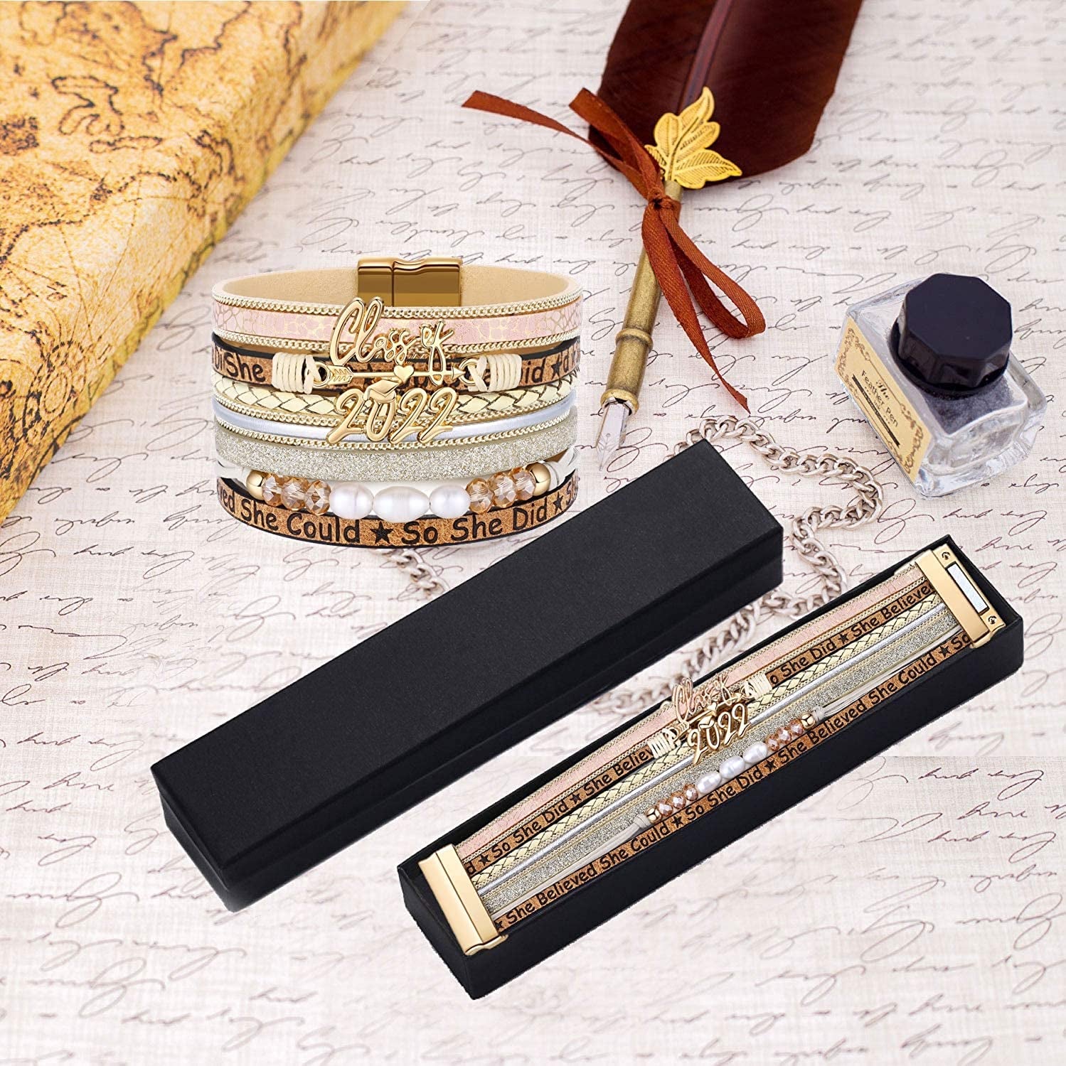 Inspirational Graduation Gifts for Her 2022 Bracelets College High School Graduate Present for Girls Boys Apparel & Accessories > Jewelry > Bracelets Desimtion   