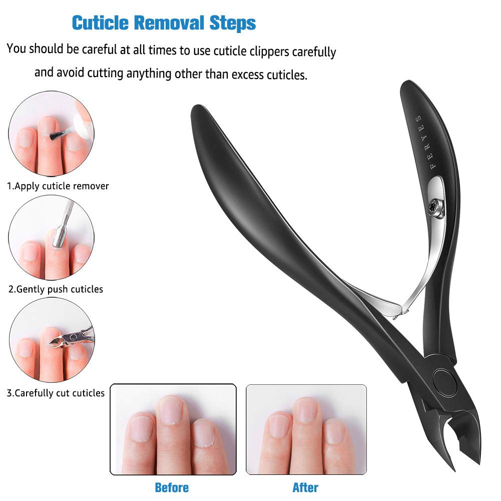 FERYES Cuticle Cutters 1/2 Jaw - Professional Stainless Steel Cuticle Clippers Nail Cuticle Remover Tool, Nail Dead Skin Clipper - BLACK Health & Beauty > Personal Care > Cosmetics > Cosmetic Tools > Nail Tools FERYES   