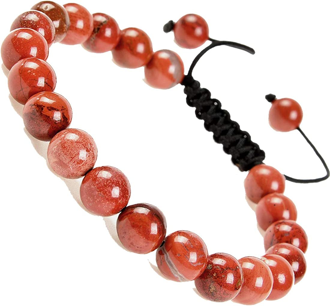 Massive Beads Natural Healing Power Gemstone Crystal Beads Unisex Adjustable Macrame Bracelets 8Mm Apparel & Accessories > Jewelry > Bracelets MASSIVE BEADS Red Jasper  