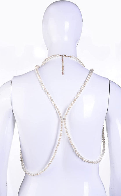 BELLULULU Women'S Pearl Body Chain Bra Sexy Bikini Body Chain-Shoulder Necklace Paris Fashion Body Chain Jewelry Show Apparel & Accessories > Jewelry > Body Jewelry BELLALULU   