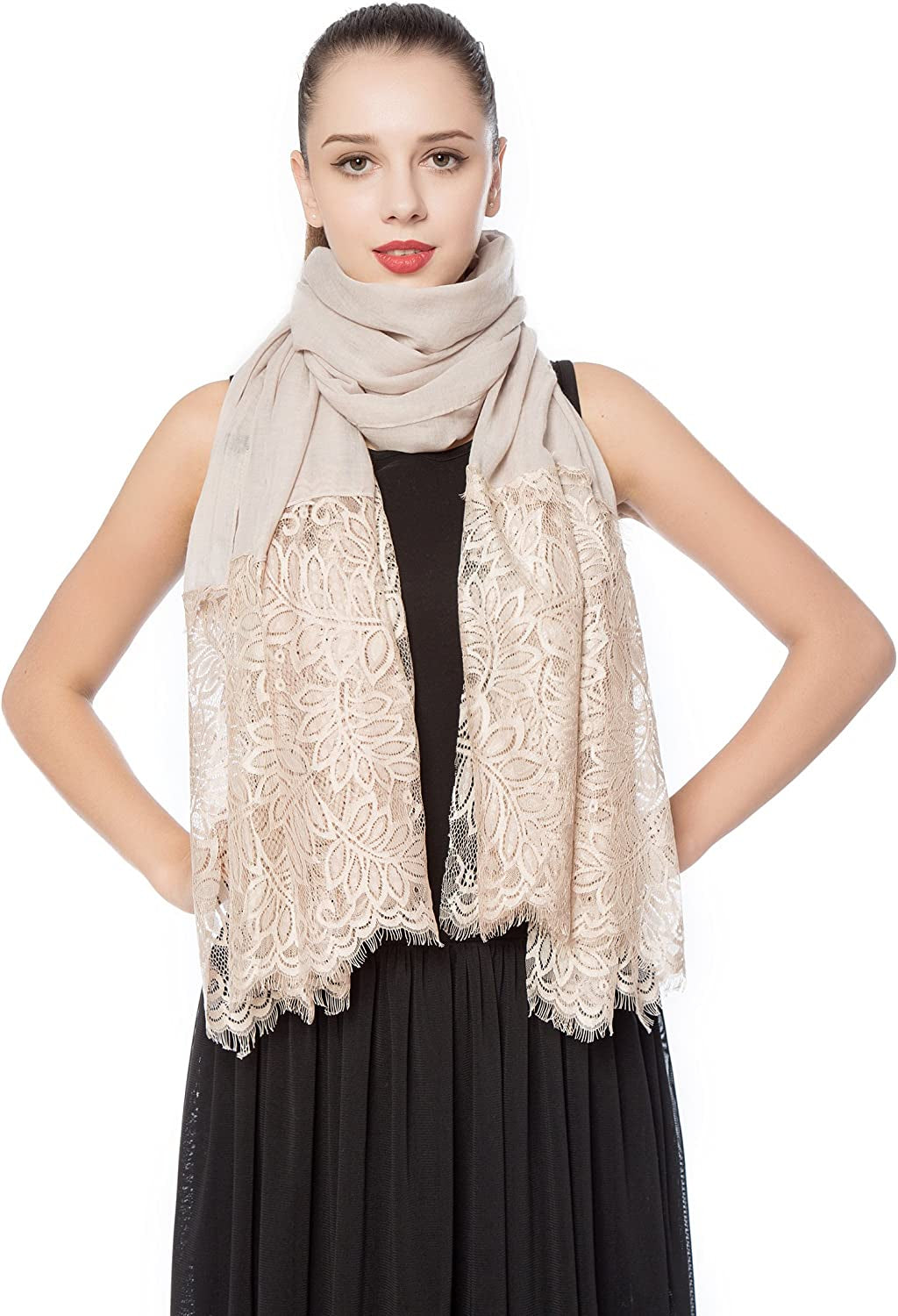Women Lightweight Fashion Lace Scarf Solid Color Wrap Shawl Gzcvba Soft Evening Coverup Apparel & Accessories > Clothing Accessories > Scarves & Shawls Gzcvba   