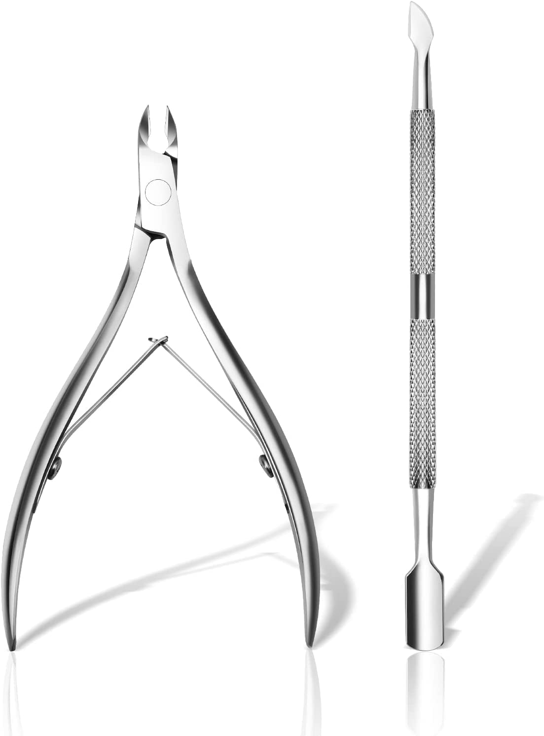 CGBE Nail Cuticle Trimmer & Nano Nail File Professional Cuticle Cutter Stainless Steel Cuticle Nippers with Sharp Blades for Nail Care Pedicure Manicure Nail Tools (Silver) Health & Beauty > Personal Care > Cosmetics > Cosmetic Tools > Nail Tools CGBE Cuticle Pusher-2 Sets  