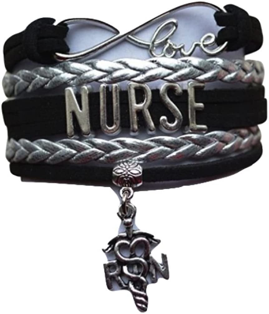 Infinity Collection Nurse Bracelet, Nurse Charm Bracelet Makes Perfect Nurse Gifts Apparel & Accessories > Jewelry > Bracelets Infinity Collection Black  