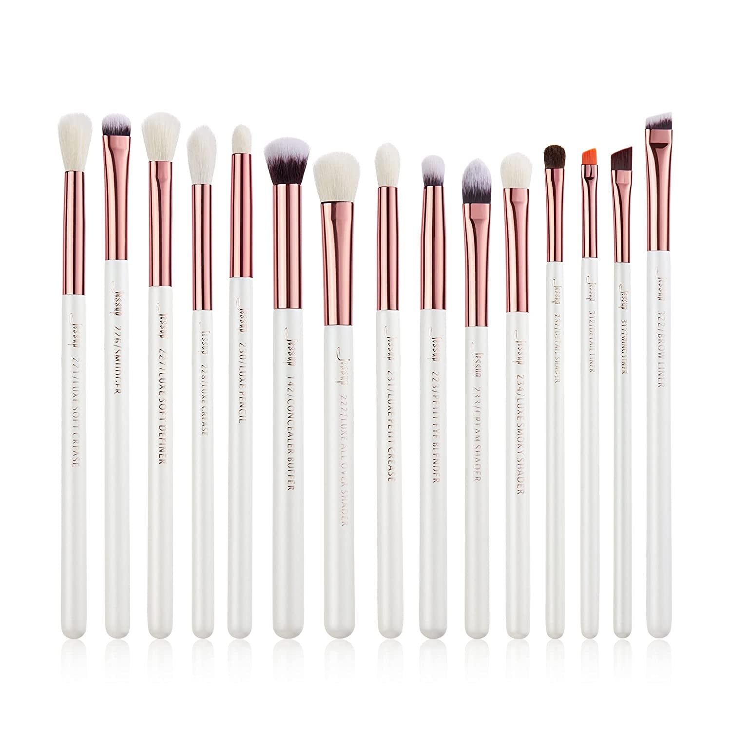 Jessup 15Pcs Professional Makeup Brushes Set Make up Brush Tools Kit Eye Liner Shader Wood Handle Natural-Synthetic Hair Brushes Pearl Black/Rose Gold T157 Health & Beauty > Personal Care > Cosmetics > Cosmetic Tools > Makeup Tools Jessup Pearl White/Rose Gold  