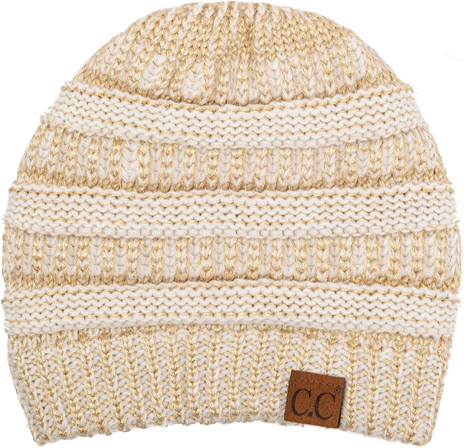 C.C Women'S Beanie Apparel & Accessories > Clothing Accessories > Hats C.C Metallic Ivory/Gold One Size 