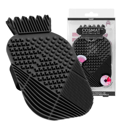 Lindo Cosmat Makeup Brush Cleaning Mat - Silicone Brush Scrubber, Portable Washing Tool with Handle (Purple) Health & Beauty > Personal Care > Cosmetics > Cosmetic Tools > Makeup Tools Lindo Black  