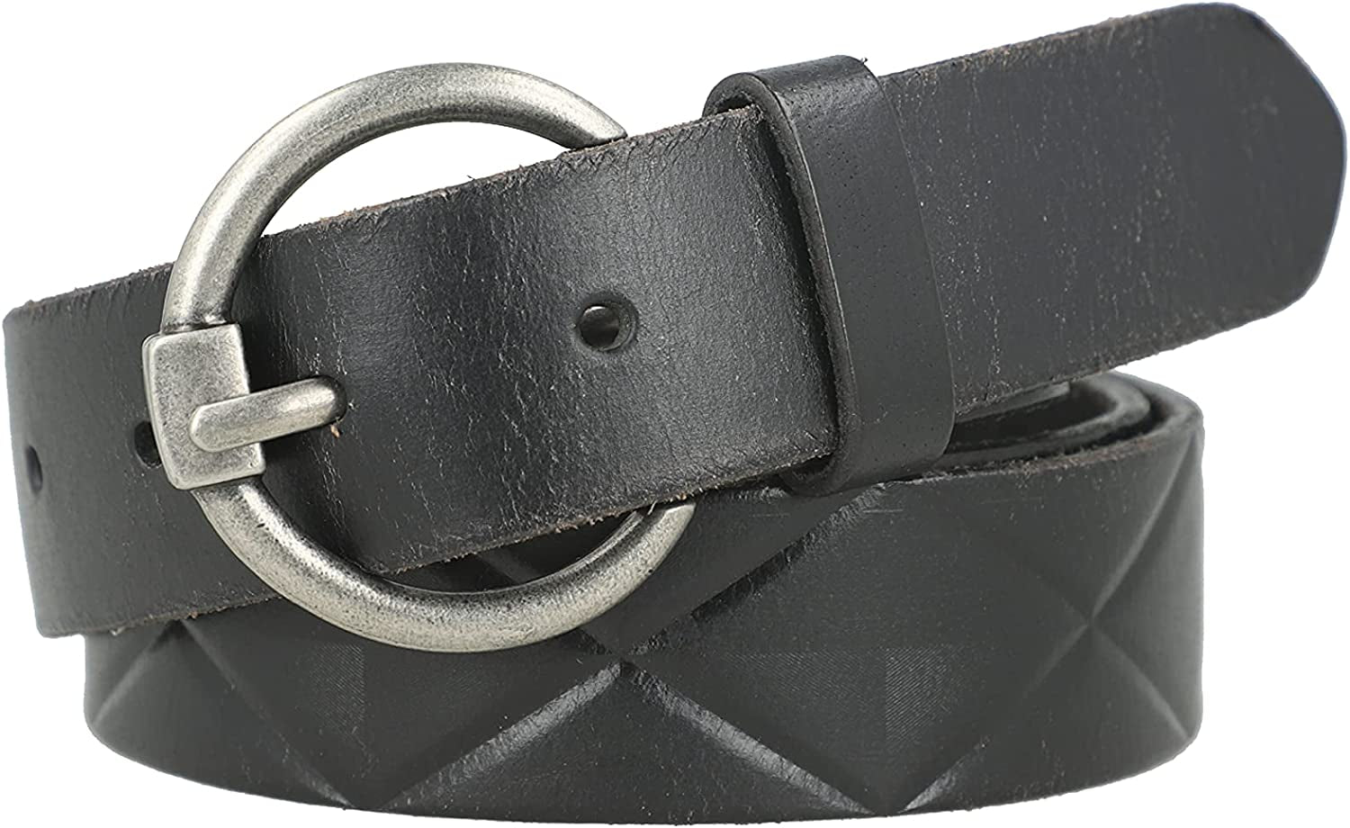 Frye Women'S 32Mm Leather Belt Apparel & Accessories > Clothing Accessories > Belts Frye Black Emboss Medium 