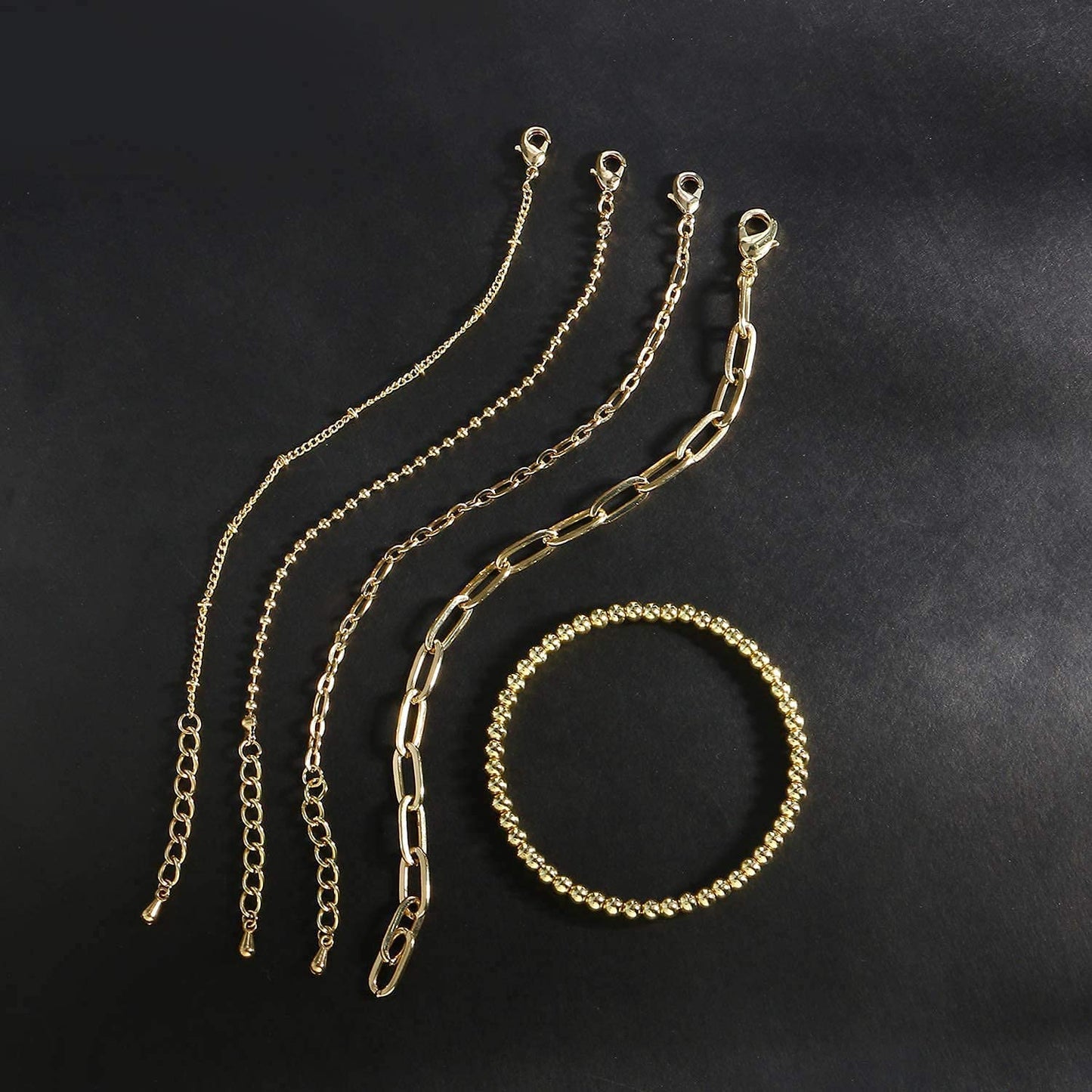Gold Chain Bracelet Sets for Women Girls 14K Gold Plated Dainty Link Paperclip Bracelets Stake Adjustable Layered Metal Link Bracelet Set Fashion Jewelry Apparel & Accessories > Jewelry > Bracelets CONRAN KREMIX   