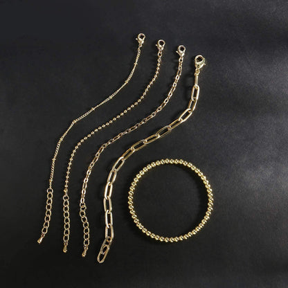 Gold Chain Bracelet Sets for Women Girls 14K Gold Plated Dainty Link Paperclip Bracelets Stake Adjustable Layered Metal Link Bracelet Set Fashion Jewelry Apparel & Accessories > Jewelry > Bracelets CONRAN KREMIX   