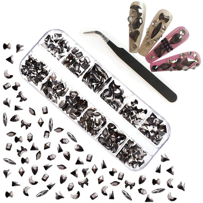 Rhinestones for Nails Kit,3486Pcs round AB Nail Rhinestones 354Pcs 3D Multi Shapes Flatback Nail Crystals Diamonds for Nail Design DIY Nail Salon Manicure Decoration Health & Beauty > Personal Care > Cosmetics > Cosmetic Tools > Nail Tools Ailipu Black-240 nail gems  