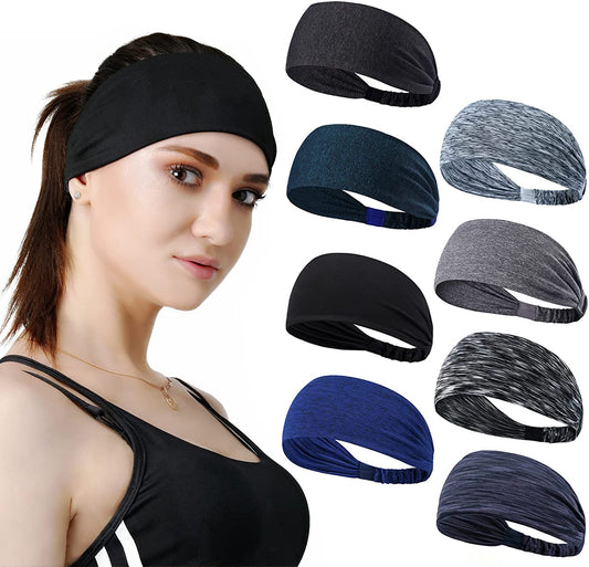 DASUTA 8 PCS Women'S Workout Headbands Yoga Sport Sweatbands Fitness Hairbands for Travel Athletic Elastic Moisture Wicking for Men and Women Apparel & Accessories > Clothing Accessories > Bandanas & Headties DASUTA   