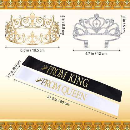 Prom Queen and King Prom Sash Crowns Tiara Bridal Shiny Satin for Adults Halloween Cosplay Favors Graduation Party(Modern Style) Apparel & Accessories > Clothing Accessories > Sashes Saintrygo   