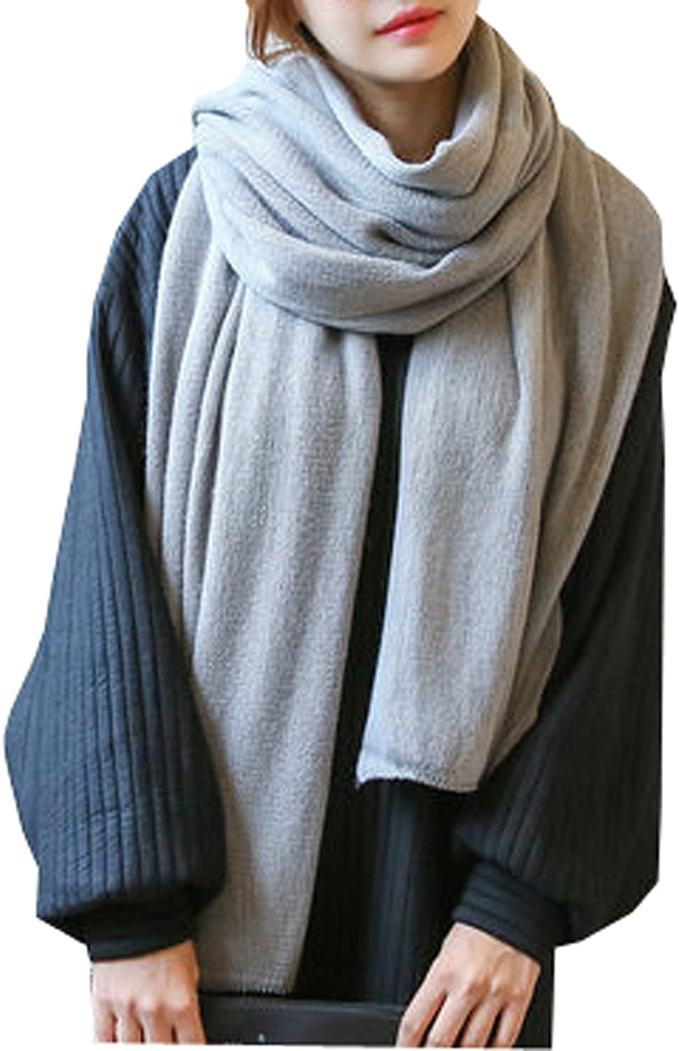 Wander Agio Womens Warm Winter Infinity Scarves Set Blanket Scarf Pure Color Apparel & Accessories > Clothing Accessories > Scarves & Shawls Wander Agio Light Grey  