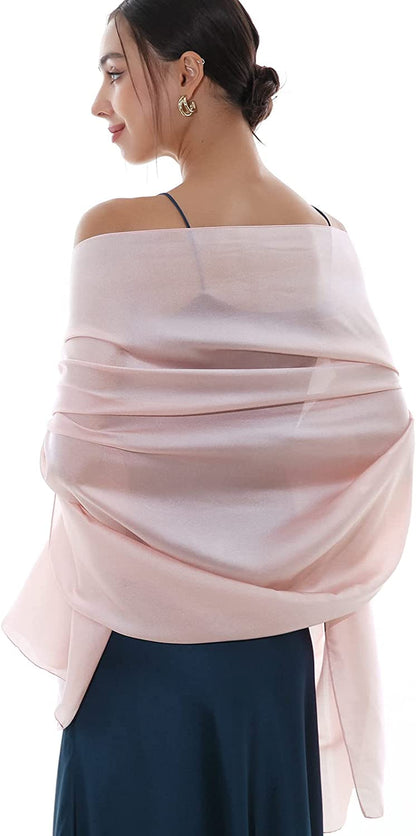 RIIQIICHY Pashmina Shawls Wraps for Women Evening Dresses like Chiffon Silk Scarf for Weddings Apparel & Accessories > Clothing Accessories > Scarves & Shawls RIIQIICHY Pink-1  