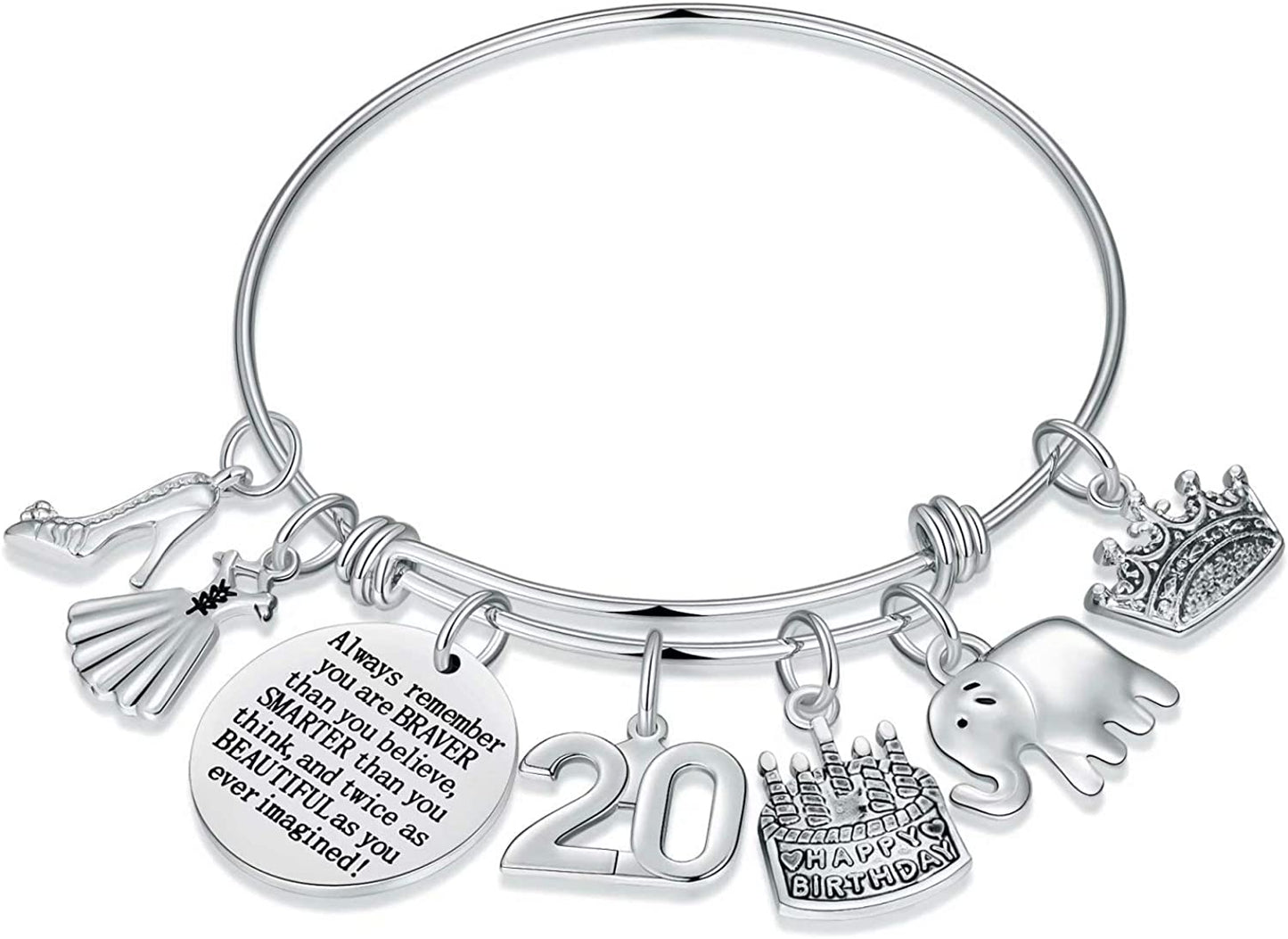 Birthday Gifts for Women Girls Bracelet, Expandable Charm Bracelets 5Th 6Th 7Th 8Th 9Th 10Th 20Th 30Th 40Th 50Th 60Th 70Th 80Th 90Th Birthday Gift for Friend, Mom, Daughter, Niece, Sister, Grandma Apparel & Accessories > Jewelry > Bracelets M MOOHAM 20th  