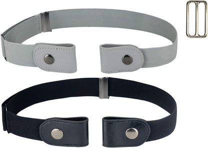 No Buckle Women/Men Stretch Belt, Invisible Elastic Belt for Jeans Pants Dresses Apparel & Accessories > Clothing Accessories > Belts maikun 2-pack.black+gray waist 24"-50" 