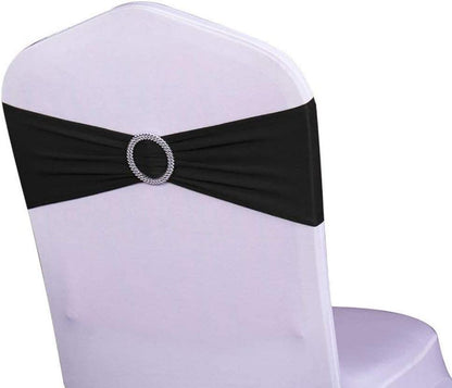 WENSINL Pack of 50 Stretch Chair Sashes for Wedding, Elastic Lycra Chair Bands with Buckle Slider, Chair Bows for Party, without White Chair Covers (Sky Blue) Apparel & Accessories > Clothing Accessories > Sashes HAOYU Black 50 