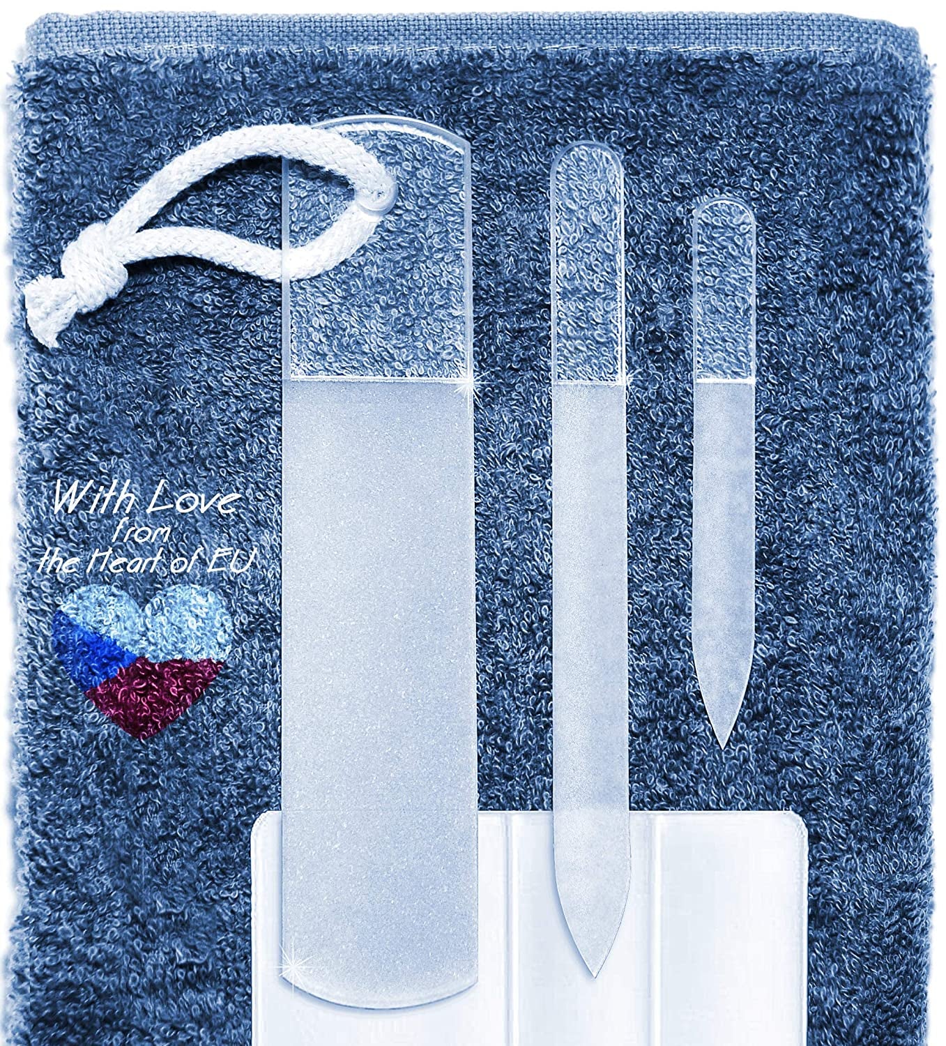 Genuine Czech Glass Nail File Set - Callus Remover Foot Rasp, Manicure & Pedicure, Professional Nail Care & Art, Double Sided Etched Different Grit Surface, Cotton Towel, Premium EU Quality by Gladzy Health & Beauty > Personal Care > Foot Care Gladzy   
